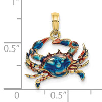 10K 2-D Blue Enamel Crab Charm-10K7088