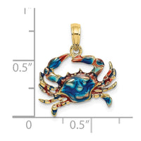 10K 2-D Blue Enamel Crab Charm-10K7088
