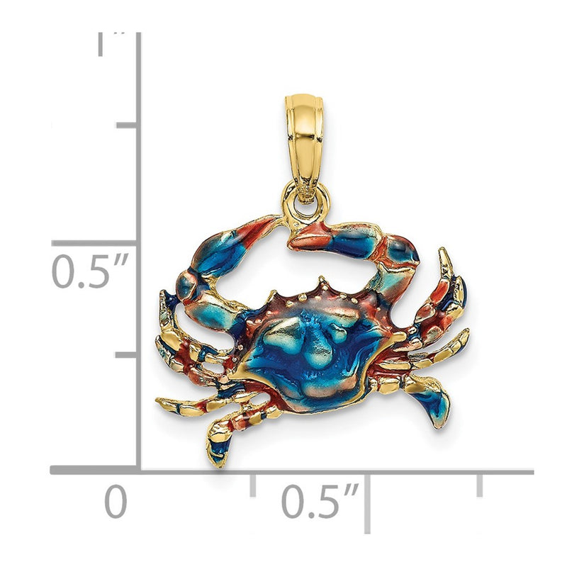 10K 2-D Blue Enamel Crab Charm-10K7088