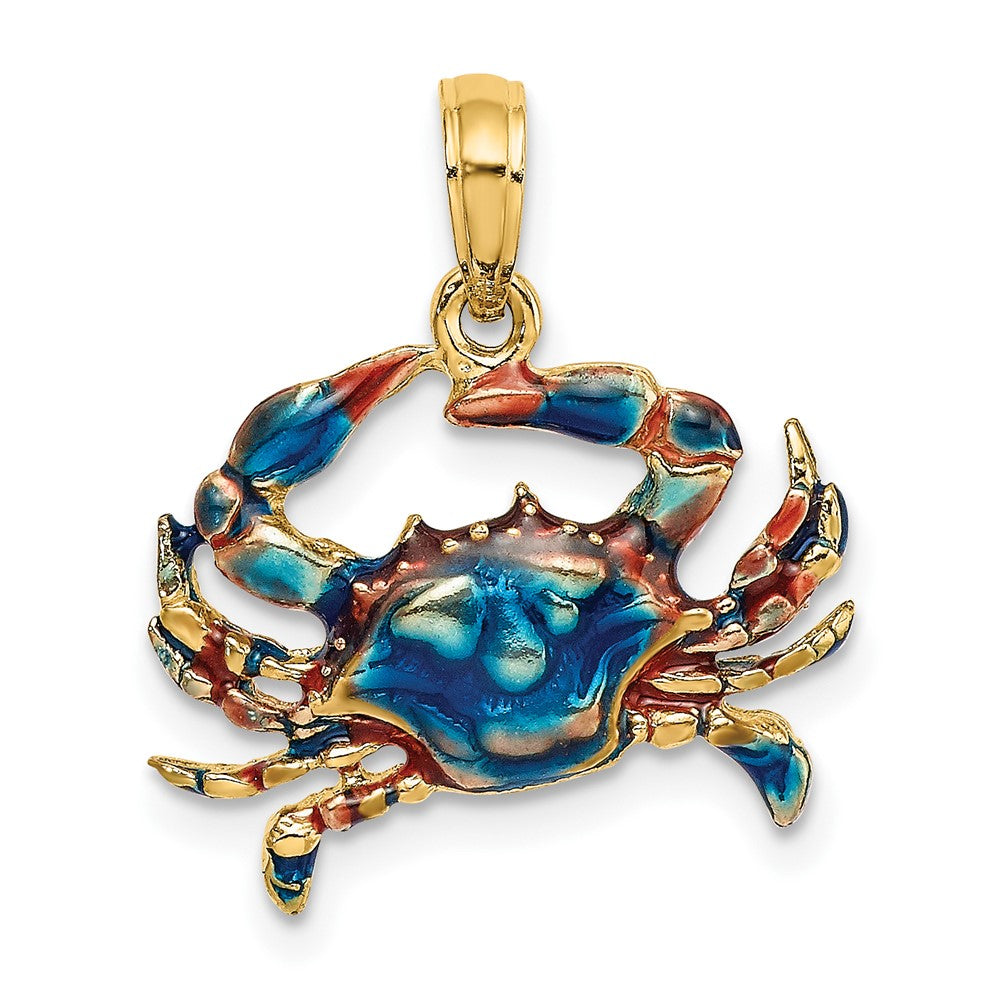 10K 2-D Blue Enamel Crab Charm-10K7088