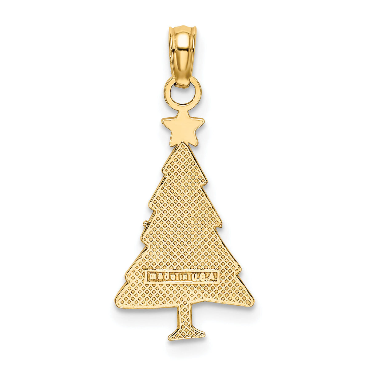 10K Enamel Green Christmas Tree W/ Red Star Charm-10K7089