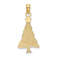10K Enamel Green Christmas Tree W/ Red Star Charm-10K7089