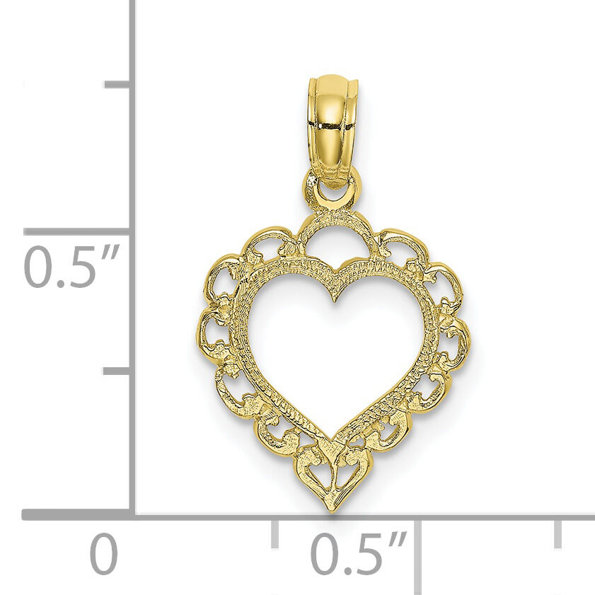 10K Heart w/ Lace Trim Charm-10K7097