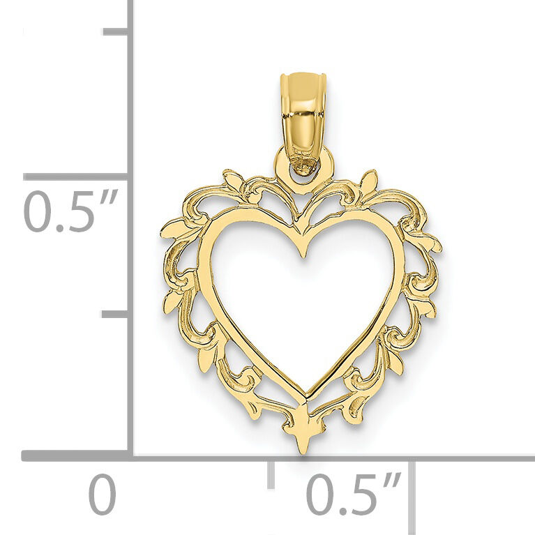 10K Heart w/ Lace Trim Charm-10K7099