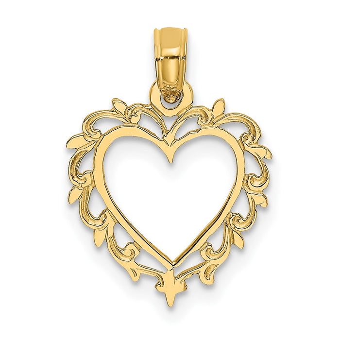 10K Heart w/ Lace Trim Charm-10K7099
