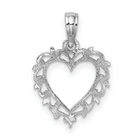 10K White Gold Heart w/ Lace Trim Charm-10K7099W