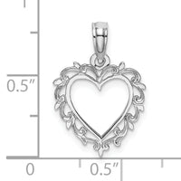 10K White Gold Heart w/ Lace Trim Charm-10K7099W