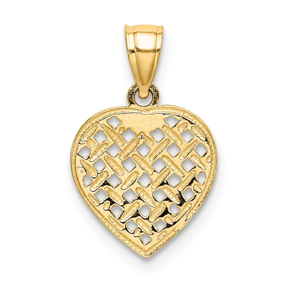 10K Cut-Out Textured Woven Heart Charm-10K7101