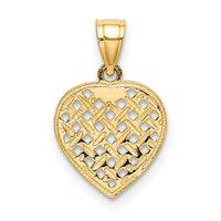 10K Cut-Out Textured Woven Heart Charm-10K7101