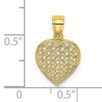 10K Cut-Out Textured Woven Heart Charm-10K7101