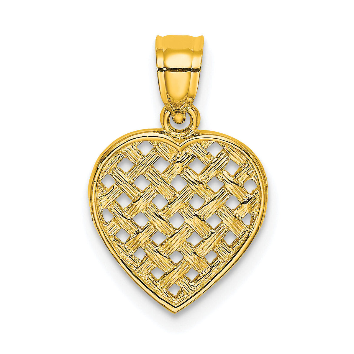 10K Cut-Out Textured Woven Heart Charm-10K7101