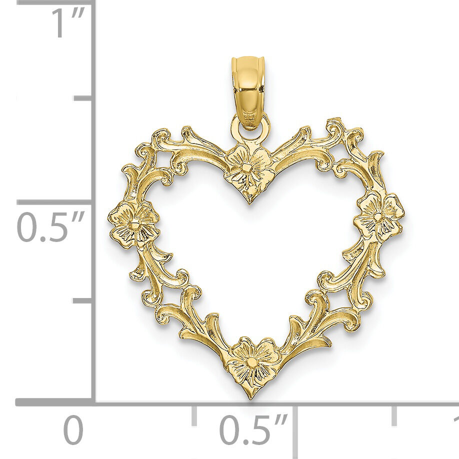 10K Cut-Out Floral Heart Charm-10K7107