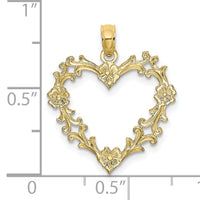 10K Cut-Out Floral Heart Charm-10K7107