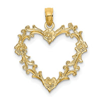 10K Cut-Out Floral Heart Charm-10K7107