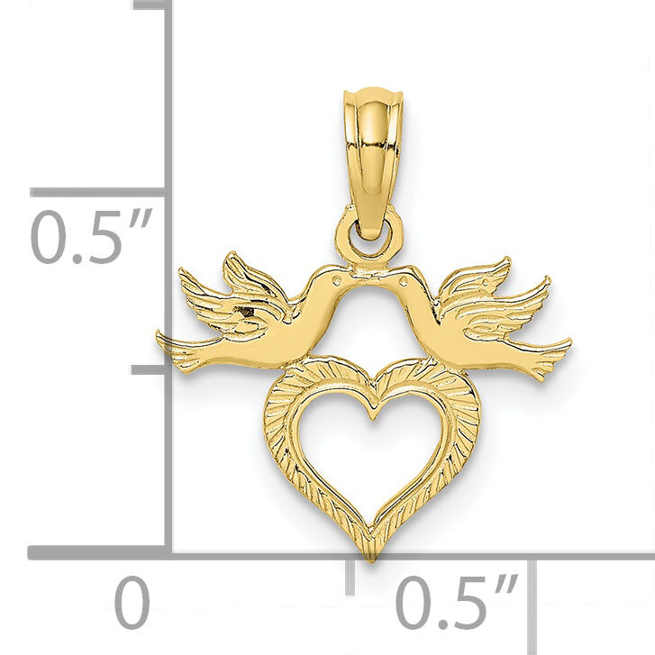10K Heart w/ Love Birds Charm-10K7122