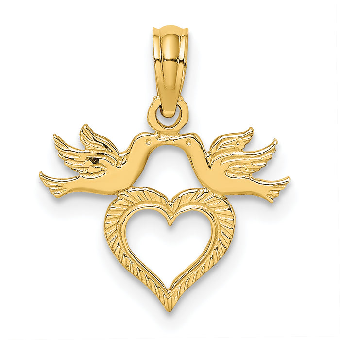 10K Heart w/ Love Birds Charm-10K7122
