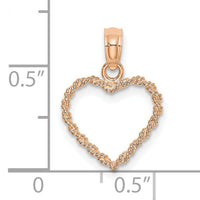 10K Rose Gold 3D Polished Rope Heart Pendant-10K7125R