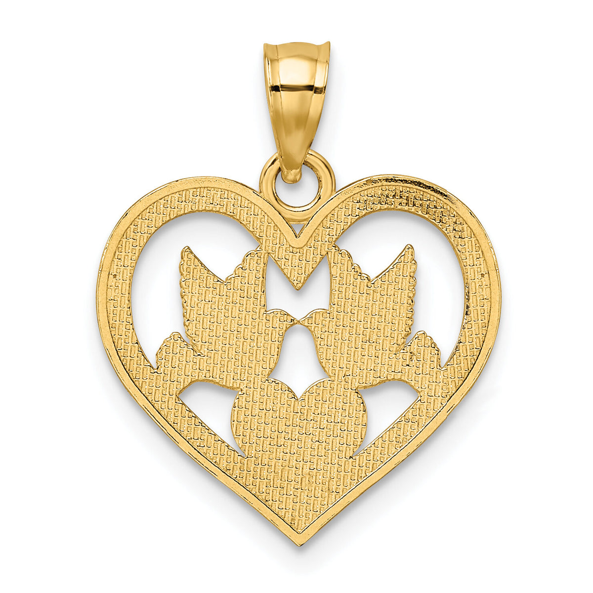 10K Doves In Heart Charm-10K7129