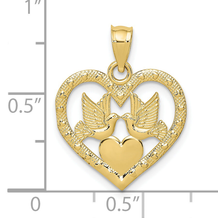 10K Doves In Heart Charm-10K7129