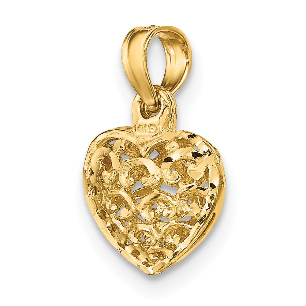 10K 3-D and D/C Mini Puffed Heart Charm-10K7130