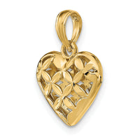 10K 3-D Diamond-cut Filigree Puffed Heart Charm-10K7131