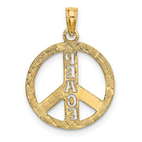 10K Flat Textured Peace Sign Charm-10K7135
