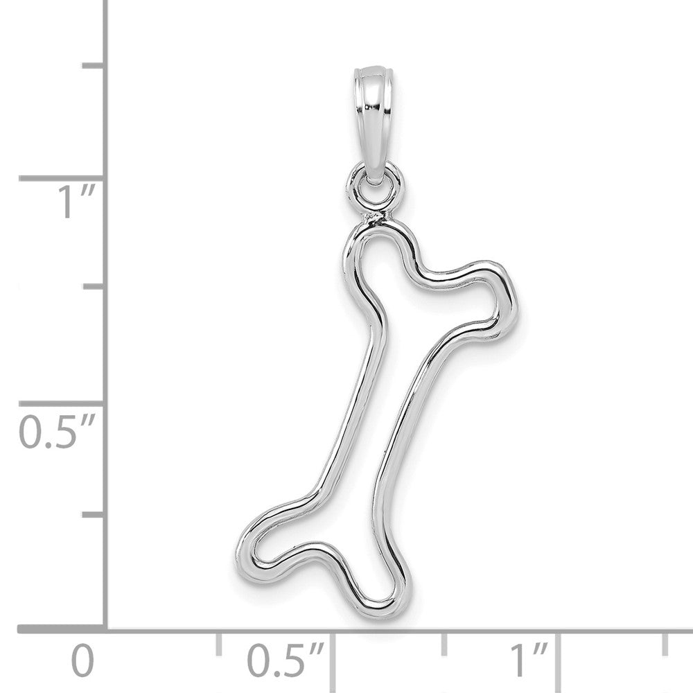 10K White Gold Cut-Out  Polished Dog Bone Charm-10K7166W