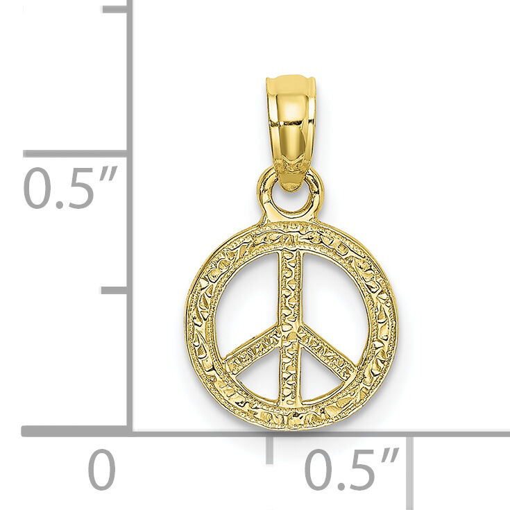 10K Flat and Textured Mini Peace Sign Charm-10K7180
