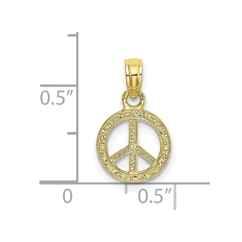10K Flat and Textured Mini Peace Sign Charm-10K7180