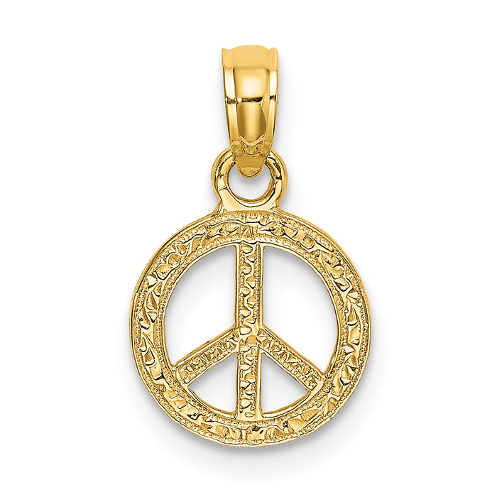 10K Flat and Textured Mini Peace Sign Charm-10K7180