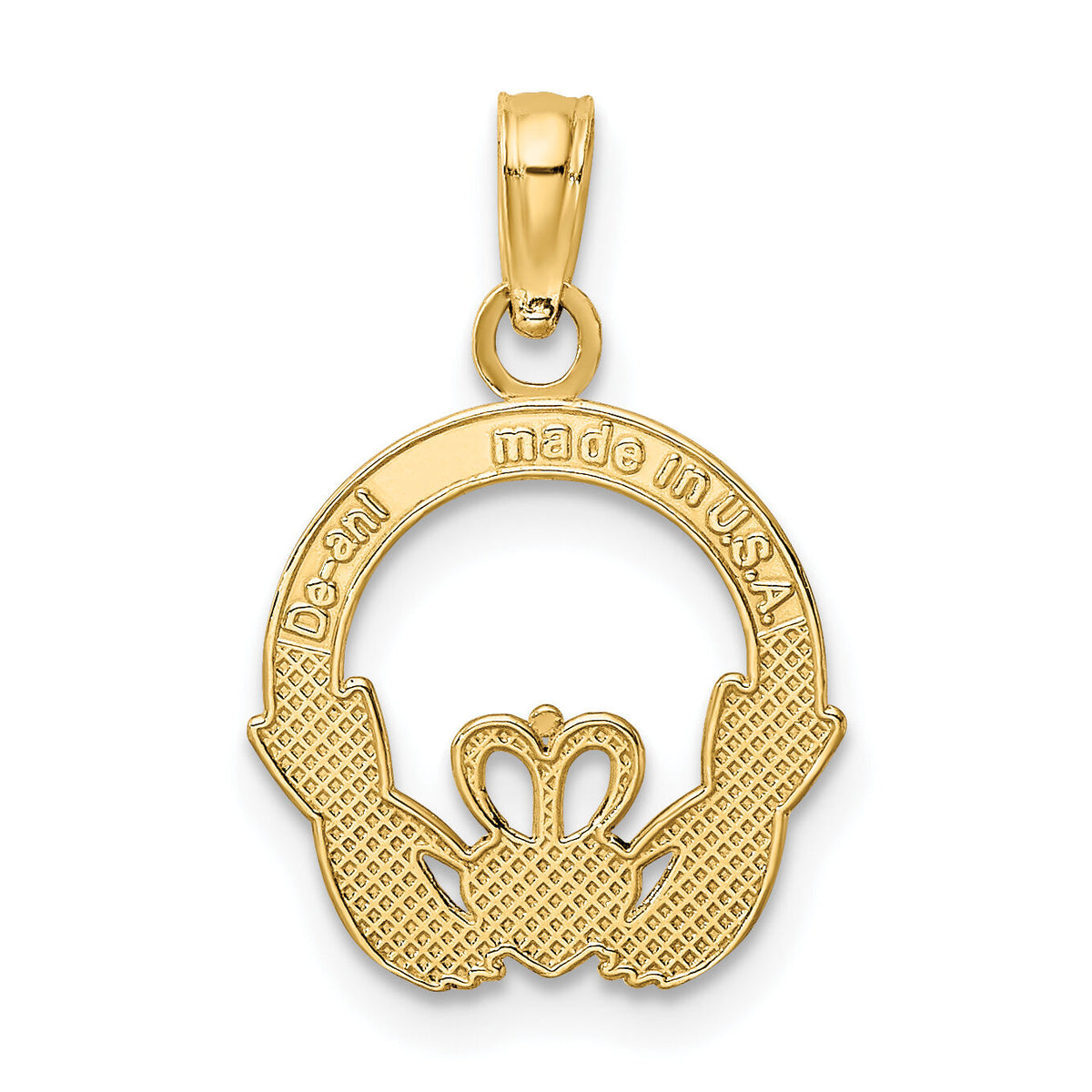10K Polished Textured Round Claddagh Charm-10K7237