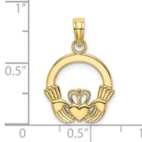 10K Polished Textured Round Claddagh Charm-10K7237