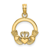 10K Polished Textured Round Claddagh Charm-10K7237