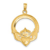 10K Polished Large Claddagh Heart Charm-10K7247