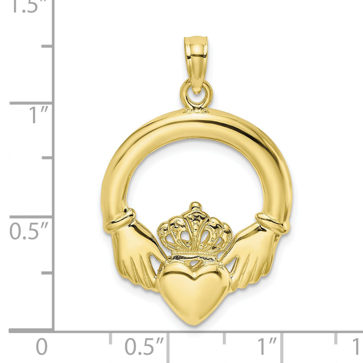 10K Polished Large Claddagh Heart Charm-10K7247