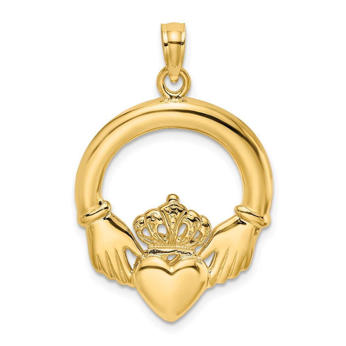 10K Polished Large Claddagh Heart Charm-10K7247