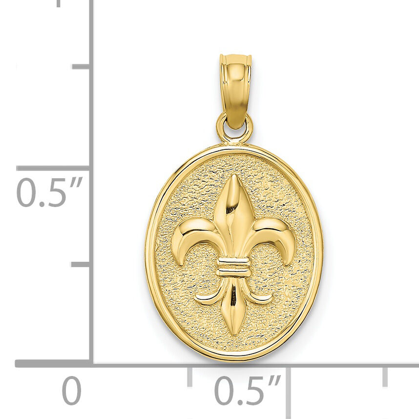 10K Fleur de Lis on Oval Disc Charm-10K7260