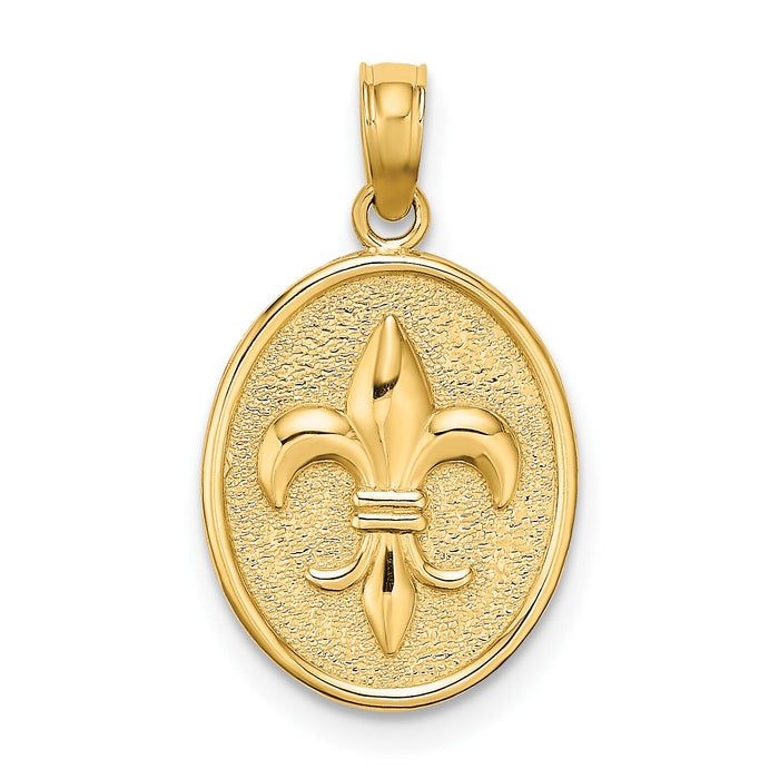 10K Fleur de Lis on Oval Disc Charm-10K7260