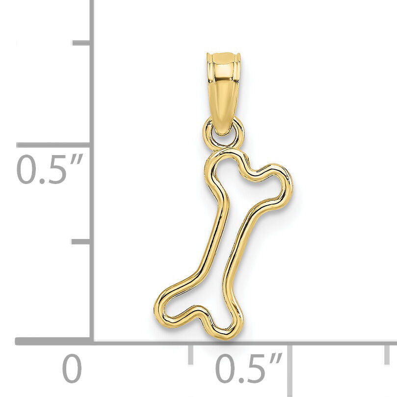 10K Cut-Out  Polished Mini Dog Bone Charm-10K7270