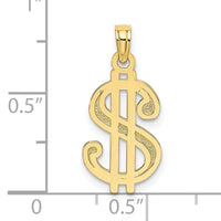 10K Textured Dollar Sign Charm-10K7272