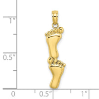 10K Polished Double Vertical Feet Charm-10K7279