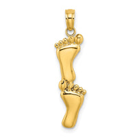 10K Polished Double Vertical Feet Charm-10K7279