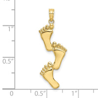 10K Polished Triple Vertical Feet Charm-10K7280
