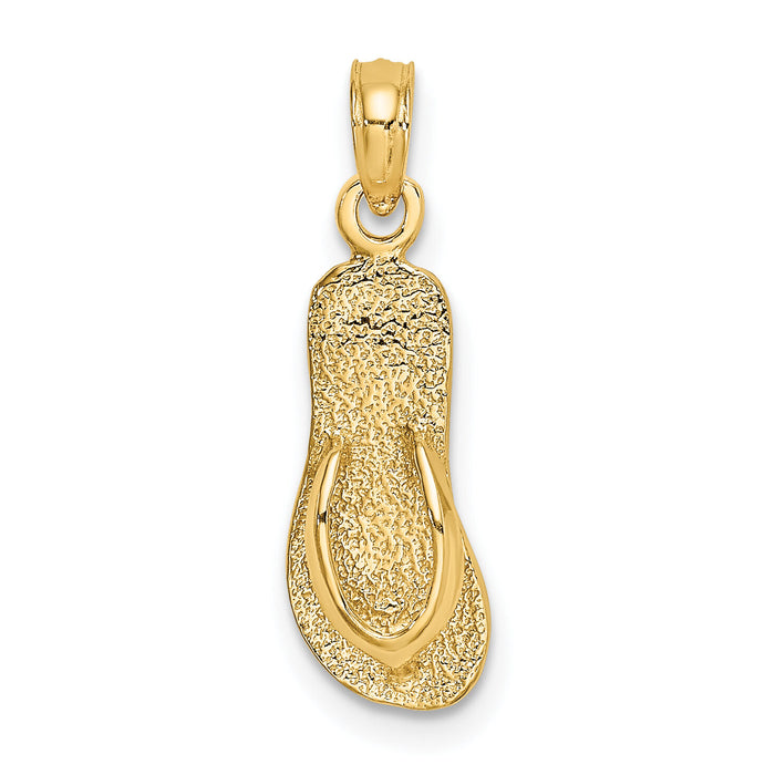 10K Single Polished Strap Flip-Flop Charm-10K7291