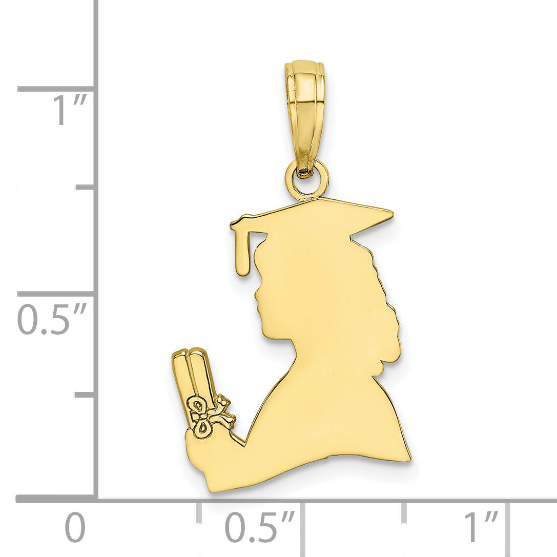 10k Polished Female Graduation Profile Charm-10K7295