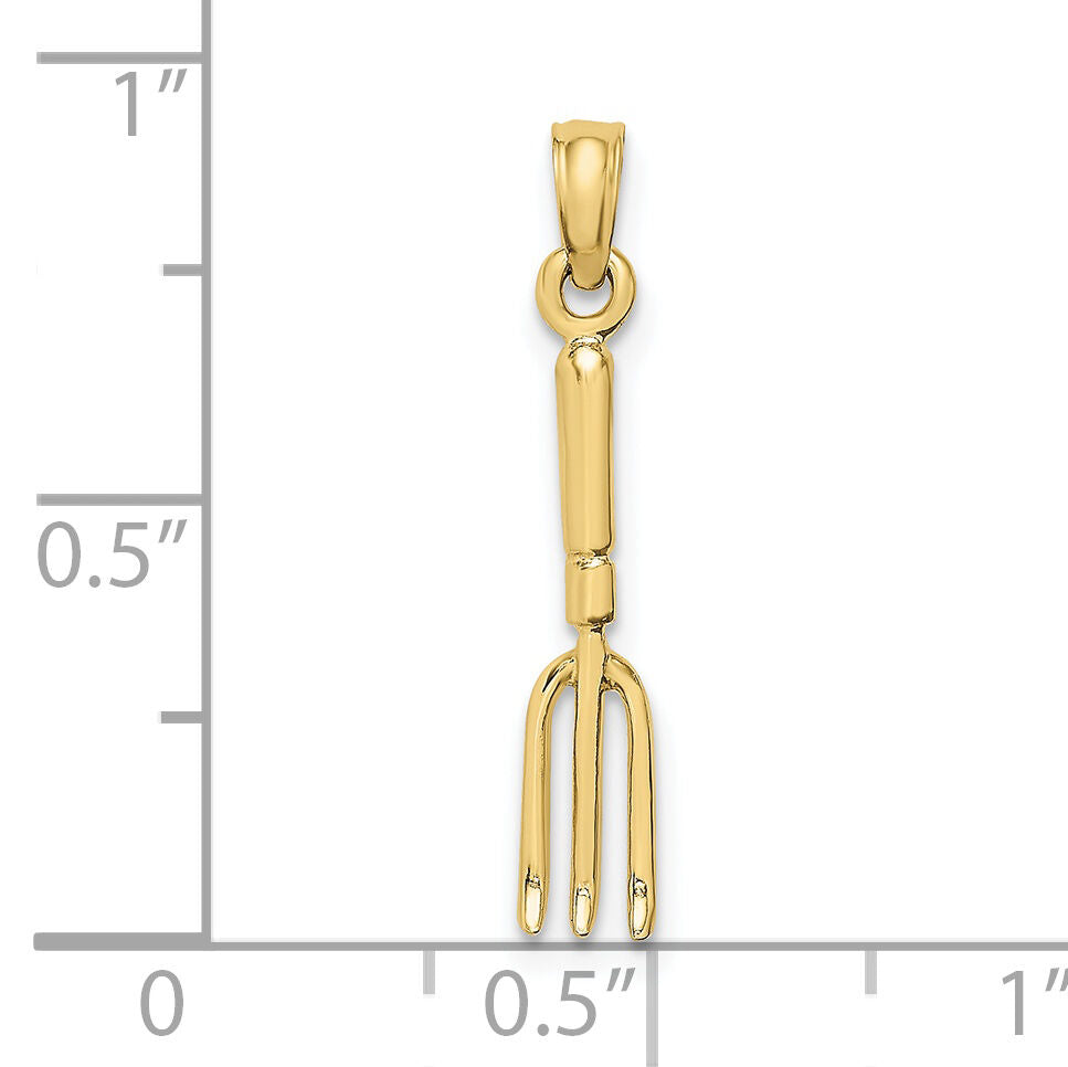 10K 3-D  Fork Garden Tool Charm-10K7318