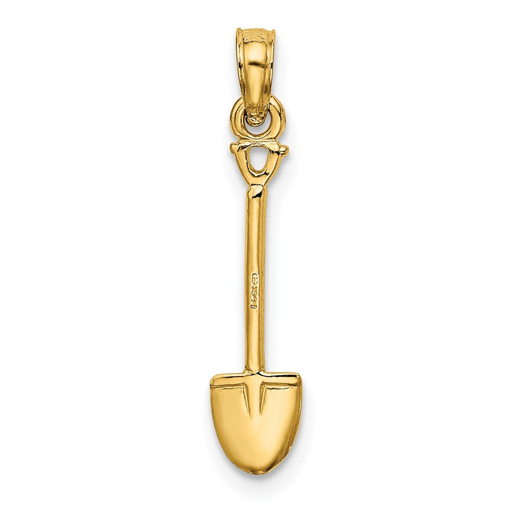 10K 3-D Polished Shovel Garden Tool Charm-10K7323