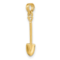 10K 3-D Polished Shovel Garden Tool Charm-10K7323