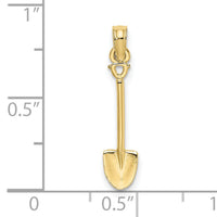 10K 3-D Polished Shovel Garden Tool Charm-10K7323