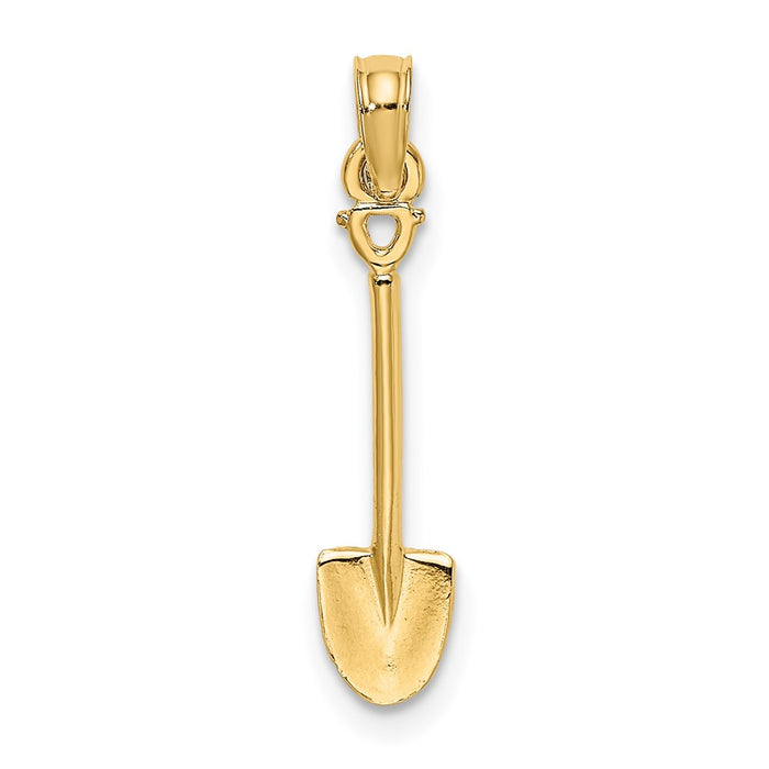 10K 3-D Polished Shovel Garden Tool Charm-10K7323